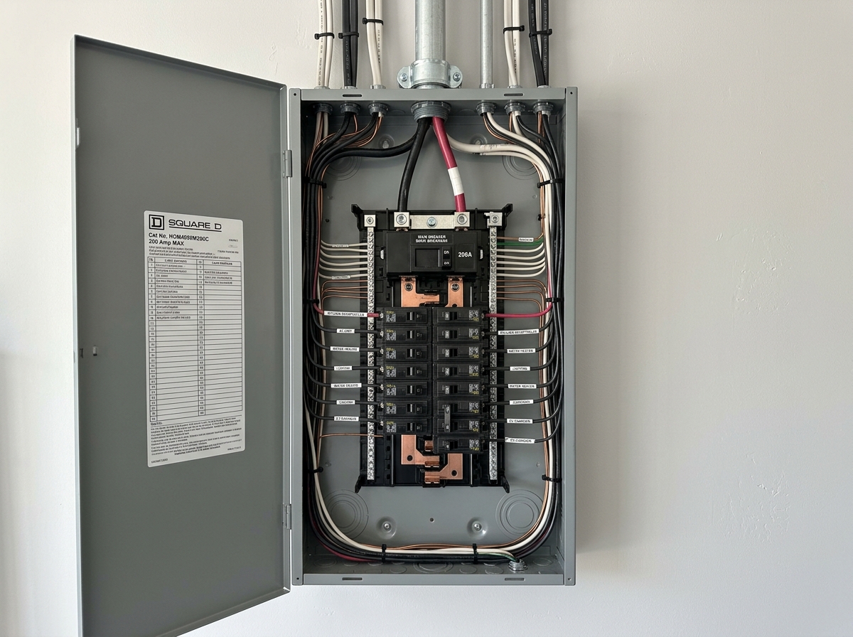 Upgraded 200 amp breaker electrical panel installation in Ajax home by JADA Electric Inc